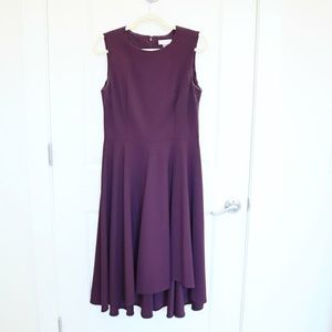 Calvin Klein High Low Fit & Flare Midi Dress Eggplant